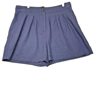 Jason Wu High Waisted Pleated‎ Paperbag Shorts Purple Linen Blend Size 12